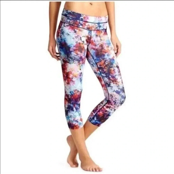 Athleta Hypersonic Sonar Colorful Crop Athletic Leggings M - Picture 1 of 5